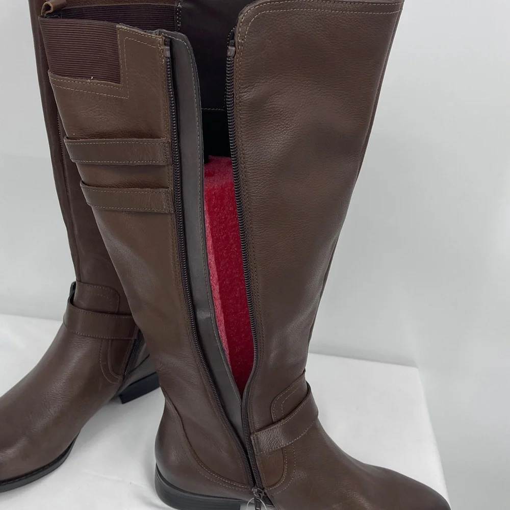 NATURALIZER SIZE 9.5W WC Classic Brown Knee-High Riding Boots Women NWT leather